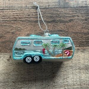 Pier 1 Blue and Silver Holiday Camper Ornament
